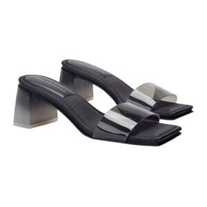 NIB! Good American Block Heel Slide Sandal in Black - Size 9.5